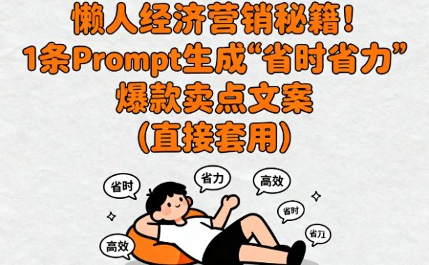 懒人经济营销秘籍!1条Prompt生成“省时省力”爆款卖点文案(直接套用)