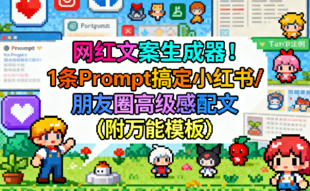 网红文案生成器!1条Prompt搞定小红书/朋友圈高级感配文(附万能模板)