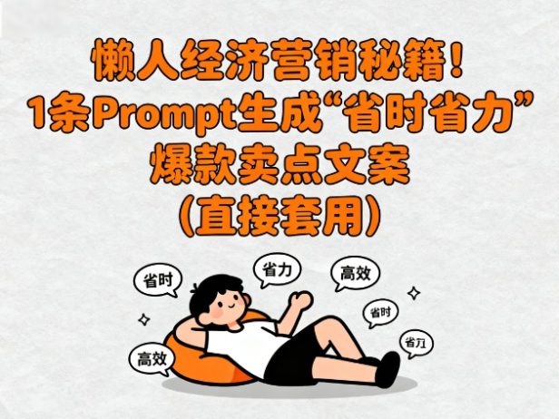 懒人经济营销秘籍!1条Prompt生成“省时省力”爆款卖点文案(直接套用)